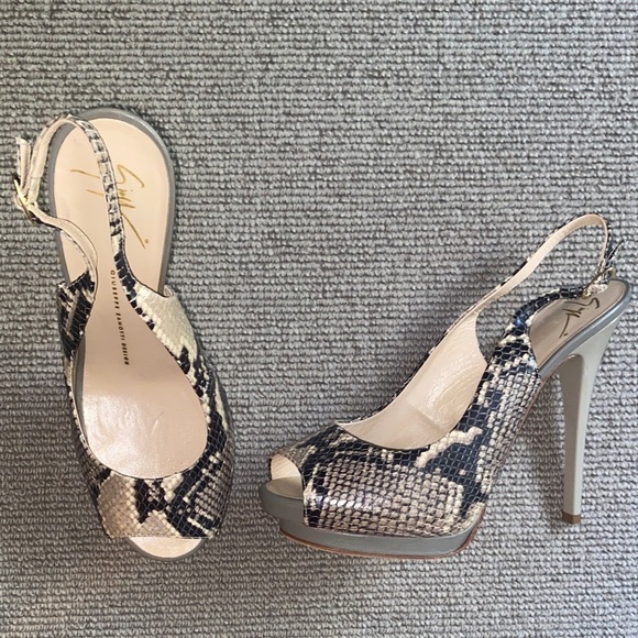 Giuseppe Zanotti Luxury Snakeskin Slingback Heels sz 38.5 - Picture 2 of 16